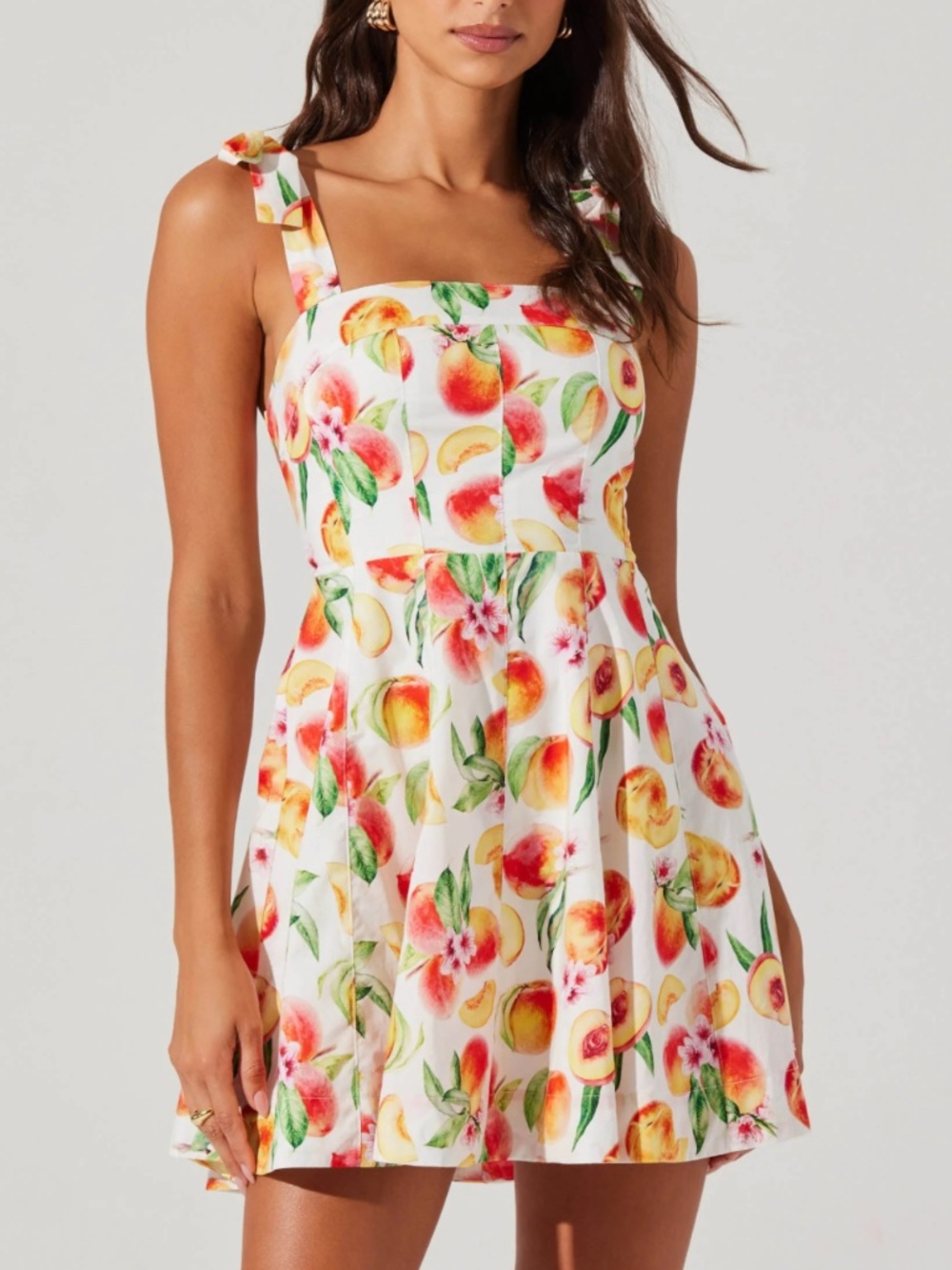 ASTR The Label 🍑 XL Women's Tinesha Cotton Shoulder-Tie Yellow Peach Mini Dress
